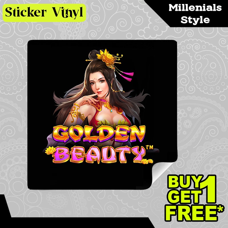 

Stiker Sticker Golden Beauty Pragmatic Play Game Slot Aesthetic Bahan Vinyl Satuan Anti Air