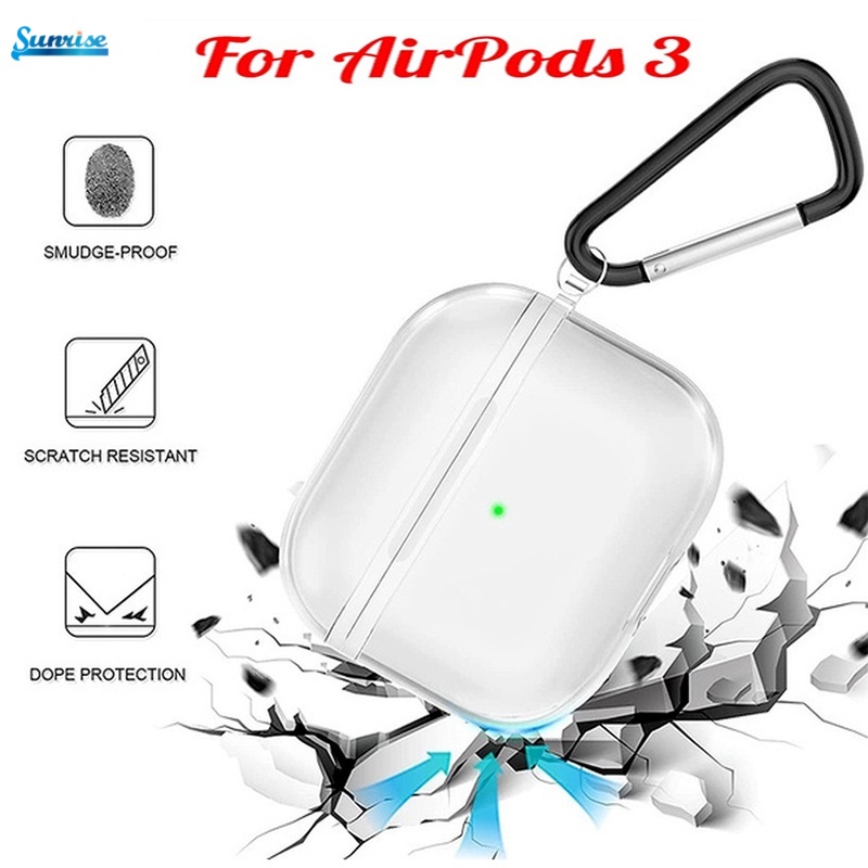 Case Pelindung Bahan Tpu Transparan Dengan Gantungan Kunci Untuk Apple Compatible for Airpods 3