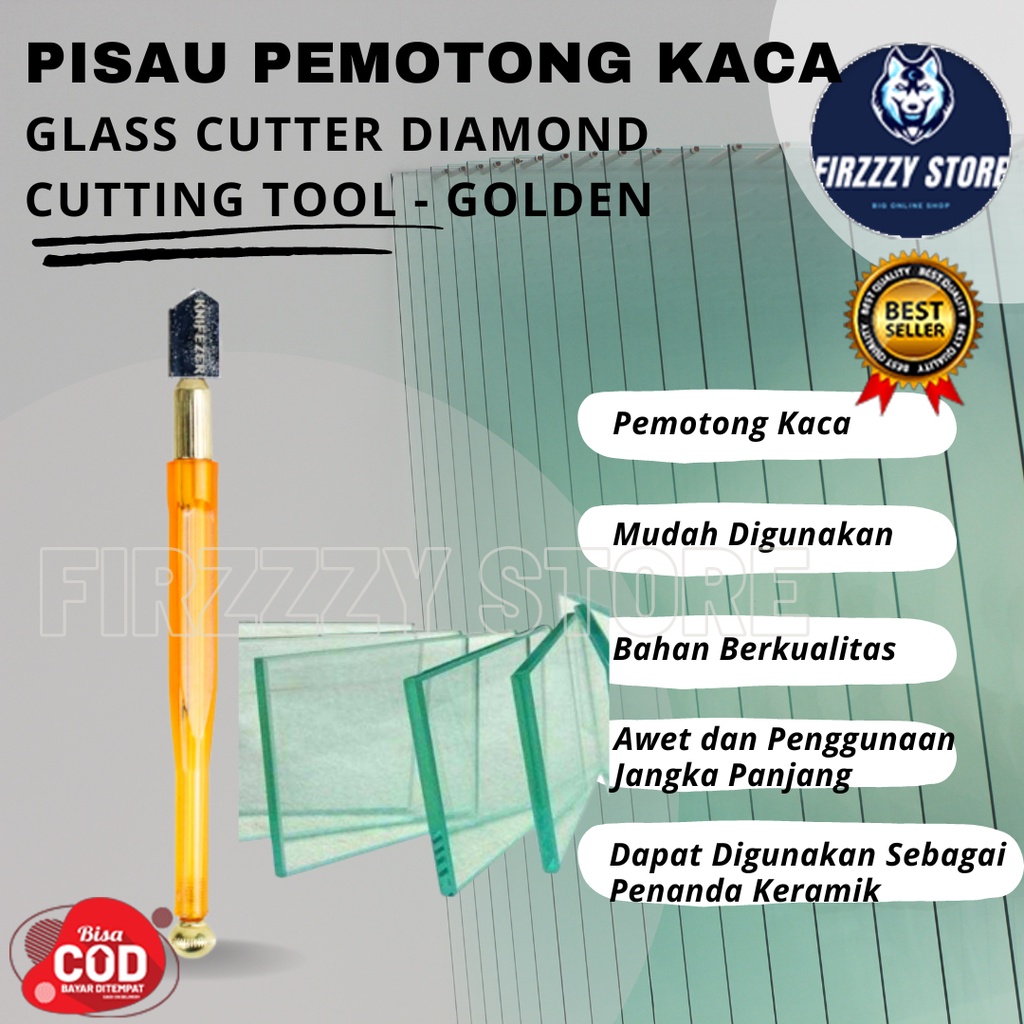 Pisau Pemotong Kaca Glass Cutter Diamond Cutting Tool - Golden