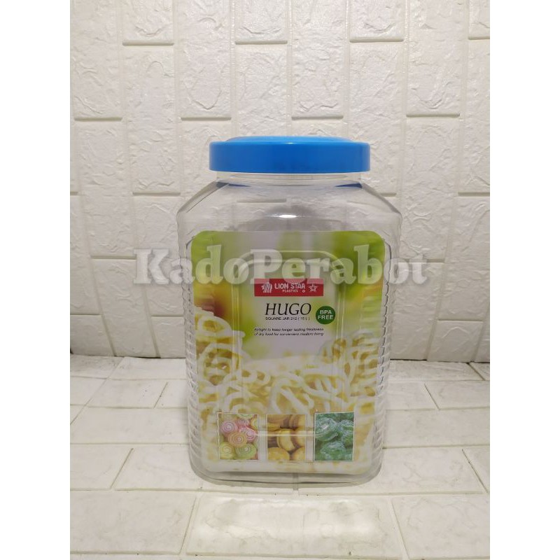 toples cemilan besar - toples keripik tebal - toples hugo kotak 15L