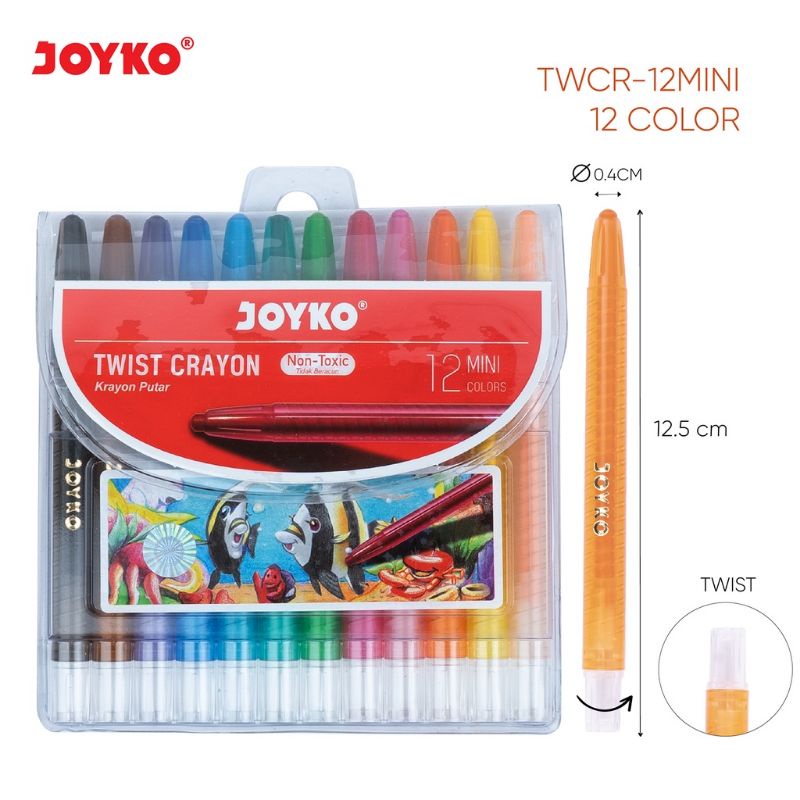 (Joyko Mini 12 warna) Krayon Putar Mini Twist Crayon Joyko TWCR