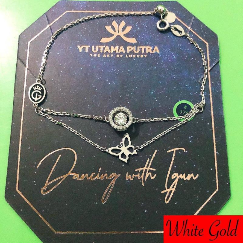 Kalung dan gelang dancing stone ivan gunawan double layer love dan bulat kupu YT kadar 375/8k