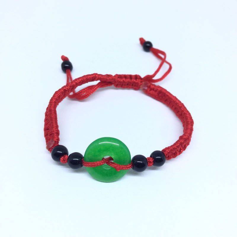 Gelang Tangan Keberuntungan / Gelang Tali Merah Giok / Gelang Feng Shui