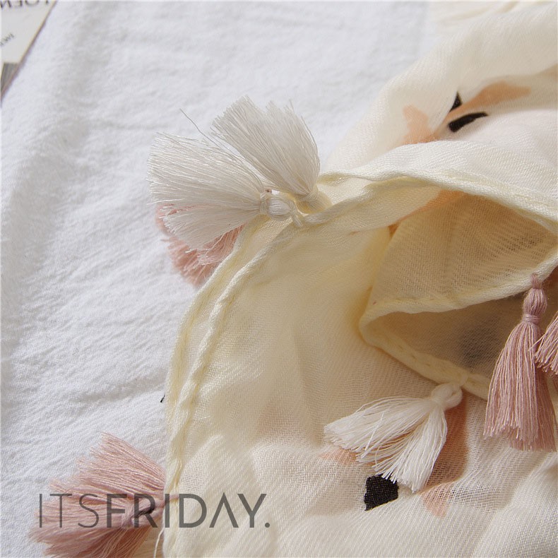 ITSFRIDAY MECCA Scarf - Premium Pashmina Shawl Selendang Syal Pasmina Hijab Import Motif Bunga Peach