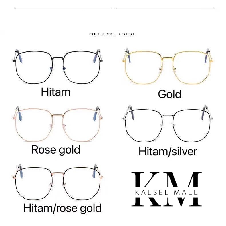 Kaca mata Wanita &amp; Pria Antiradiasi Transparan Frame Lensa KacaMata Anti Radiasi Layar Komputer Laptop HP Perempuan dan Laki Laki Kacamata Pelindung Debu Cewek dan Cowok Model Kotak Besar Keren Viral Aksesoris Import Korea Banjarbaru Banjarmasin KCP11