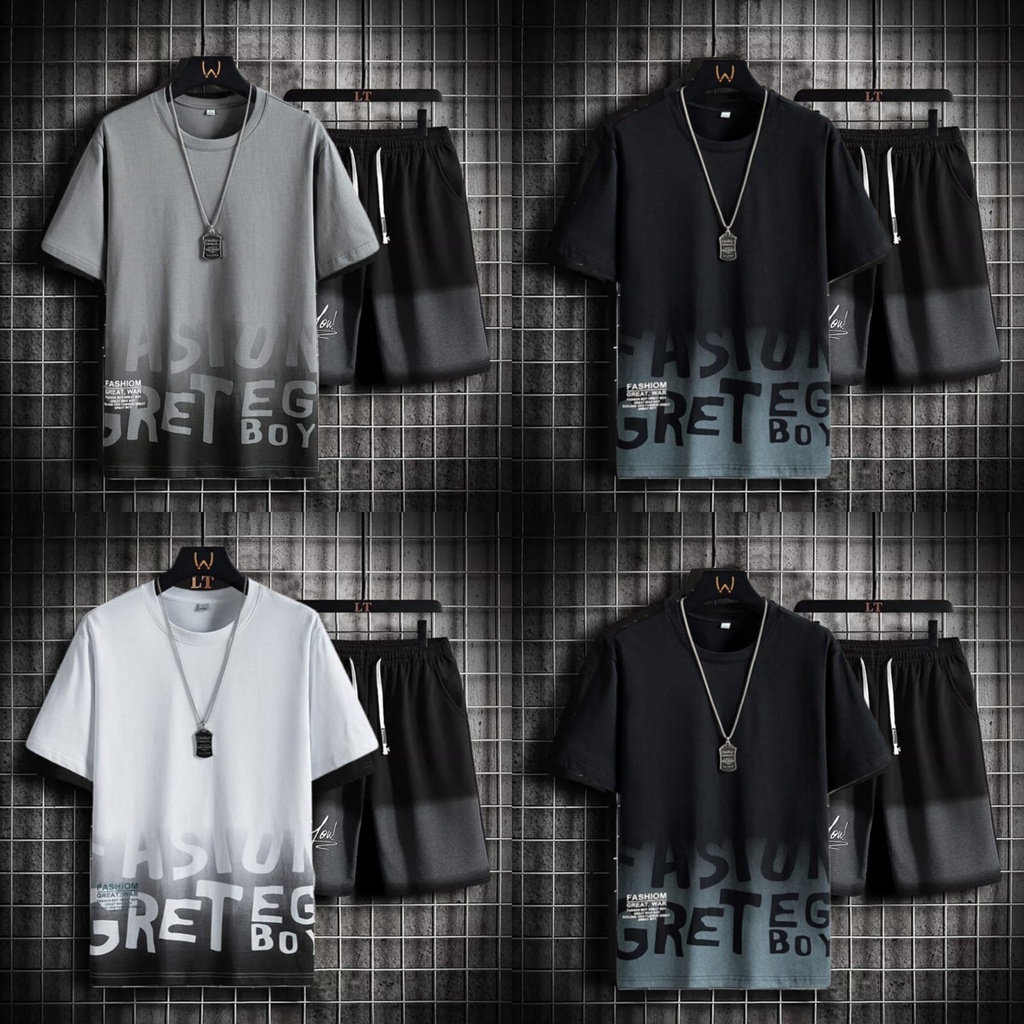 COD stelan oversize distro terbaru size M|L,XL satu set baju dan celana stelan EBOY keren-belibeli