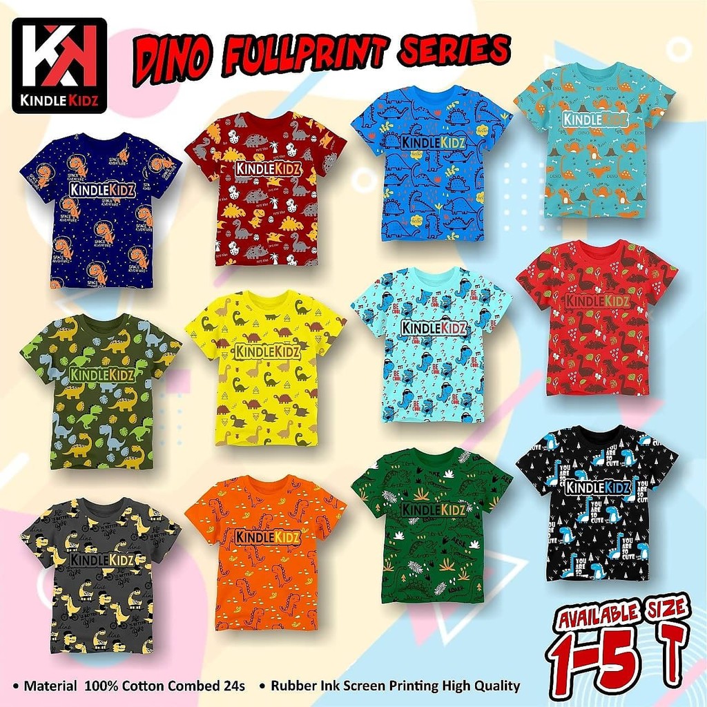 Kaos Anak Cowok Edisi DINO KINDLE KIDS | 1-5TH