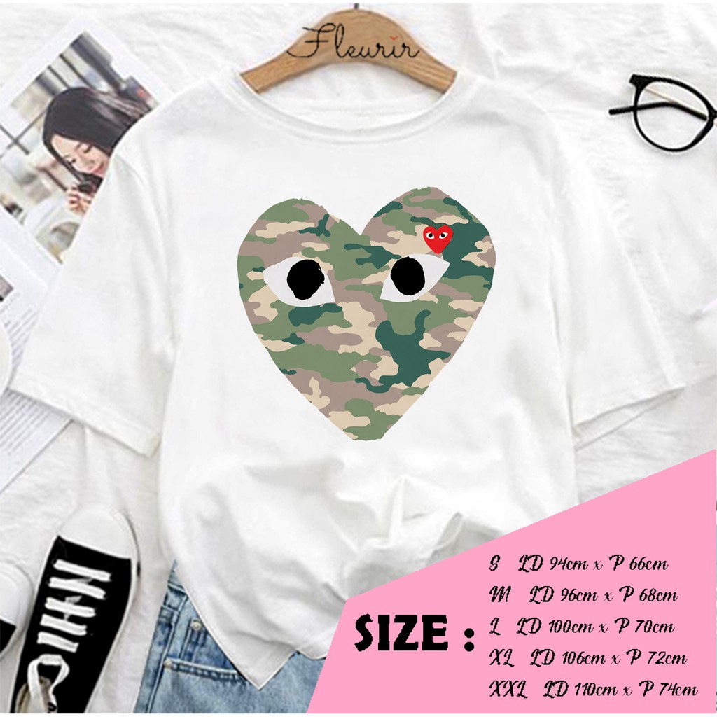 FLEURIR - KAOS CDG ARMY WANITA DEWASA LENGAN PENDEK TEE UNISEX PRIA