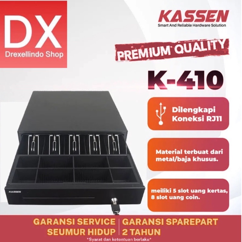 LACI UANG KASIR KASSEN K410 METAL CASH DRAWER 5BILL 8COIN