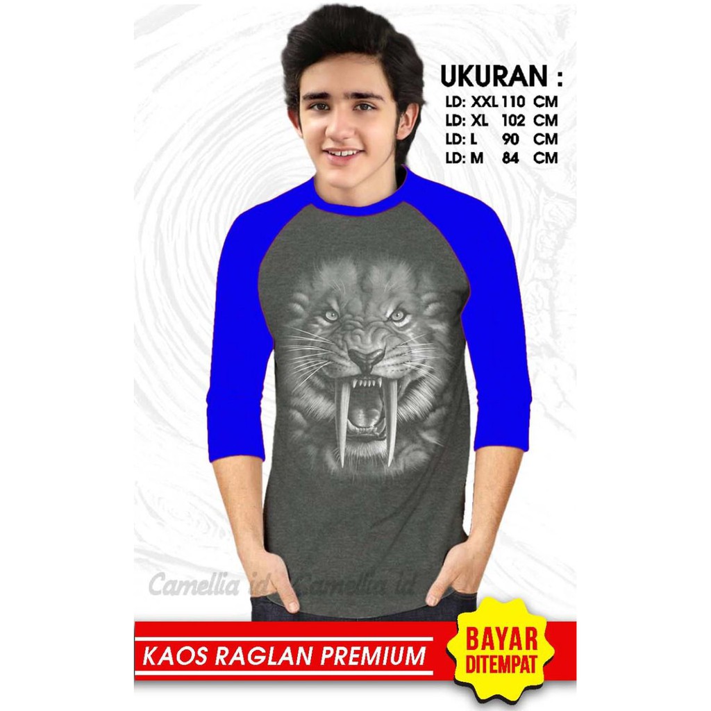 Kaos Raglan (MACAN)/Kaos Pria Lengan 3/4/ Kaos Pria/ Kaos Cowok/ Kaos Oblong/Misty/Kaos