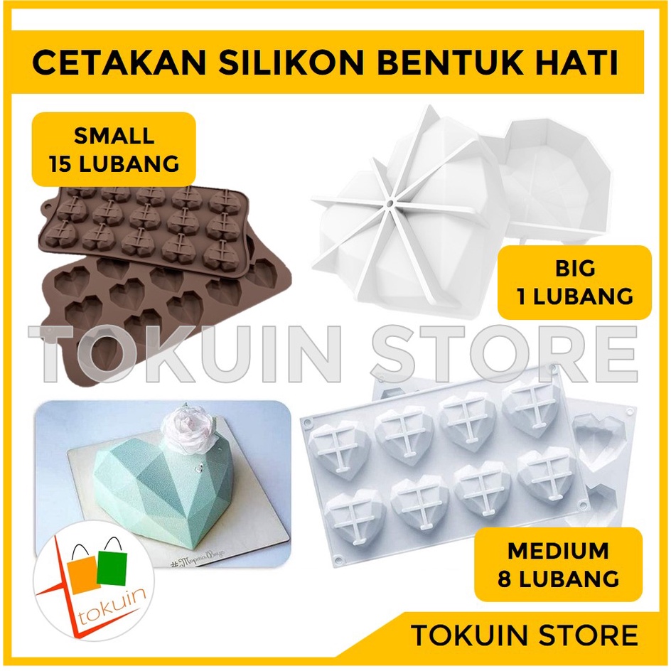 Cetakan Silikon Coklat Hati Love Diamond Heart Jelly Silicone Mold Kue