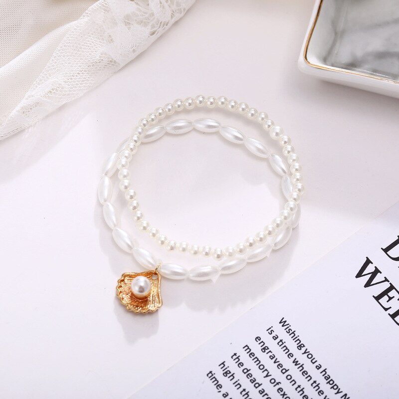 Gelang Kaki Liontin Kerang Mutiara Buatan Gaya Retro Untuk Wanita