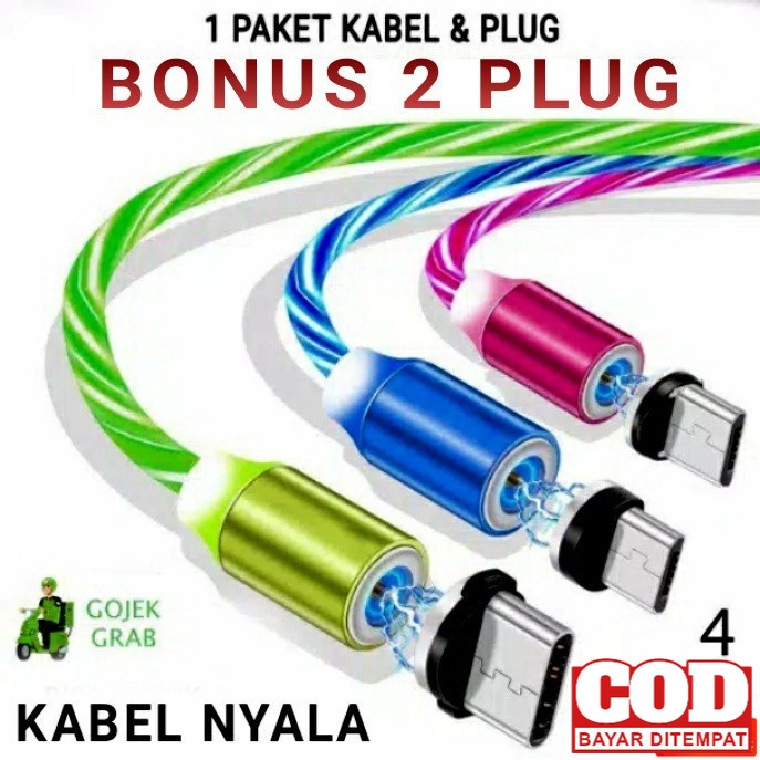 KABEL CHARGER HP MAGNET TEMPEL - NYALA MENGALIR - READY OJOL  - BISA SAMSUNG XIOMI APPLE OPPO /jr