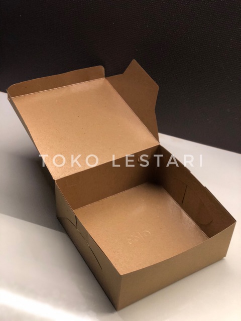 Box Kraft Coklat Dus untuk Kotak Packing Kue Roti Snack 18 x 18 x 7.5 CM