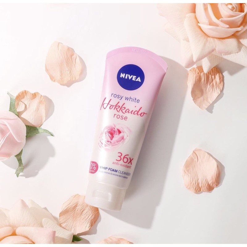 NIVEA Face Hokkaido Rose Whip Facial Foam 100 mL - Sabun Pencuci Wajah Dengan Ekstrak Mawar BPOM - Facial Wash Sabun Cuci Muka Pembersih Wajah Cleanser Pemcuci Hokaido Pencuci