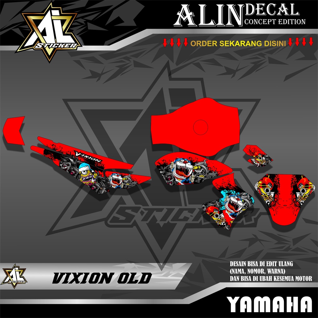Decal Variasi Vixion Old 2013-2016 - Decal Suka- Suka Vixion Old Desain DORAEMON