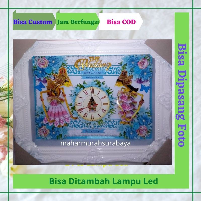 Souvenir Mahar Pernikahan Bingkai Uang Cantik Custom Unik Elegan Modern Wayang Murah Meriah