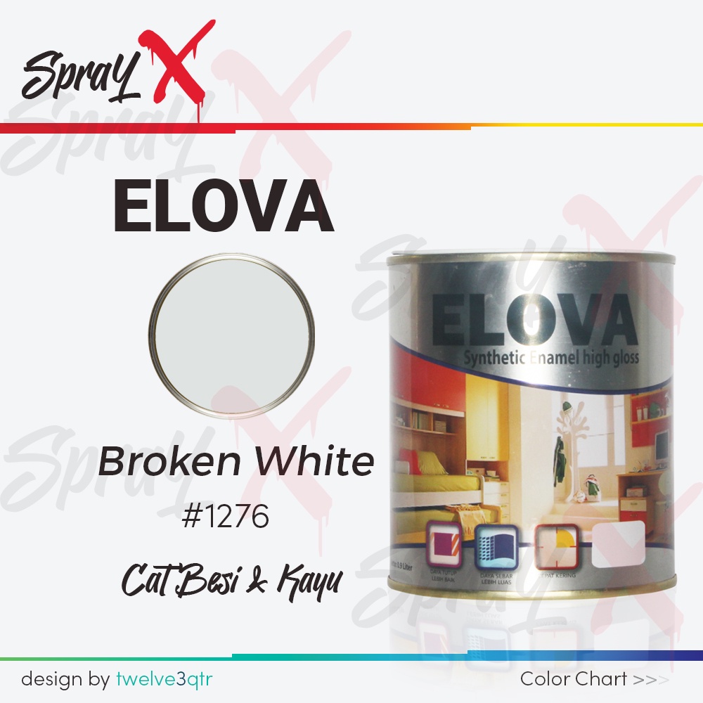 ELOVA CAT MINYAK BROKEN WHITE 1276 / ABU PASTEL #1276 0.9L - CAT KAYU DAN BESI