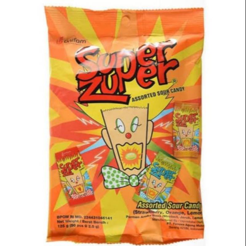 Permen Zuper Zuper Assorted Sour Candy bag isi 40 pcs