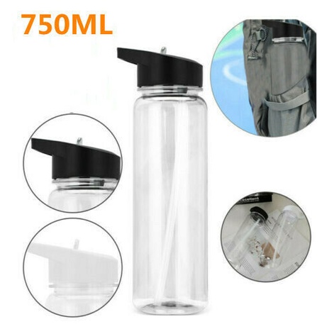 【COD Tangding】750ml Portable Transparent Sports Water Bottle Gym Clear Travel Leak Proof Drinking Straw Cup