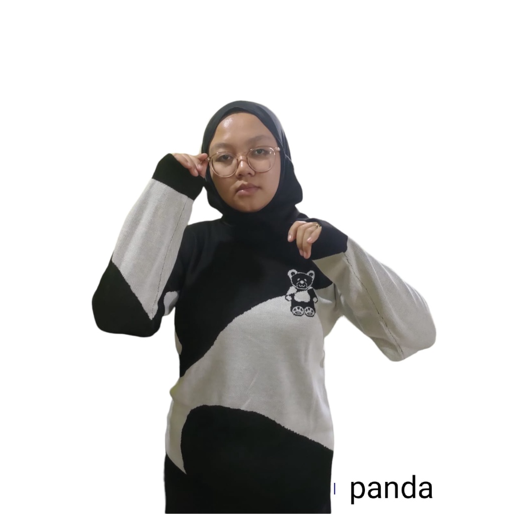 Sweater rajut premium panda  pasion wanita