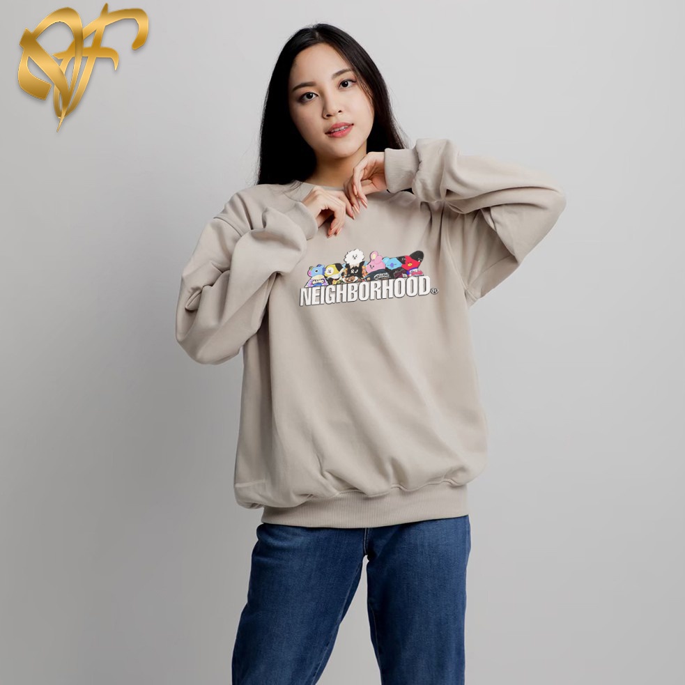 Sweater Neighborhood X BTS BT21 Pria &amp; Wanita | Sweater Korea Style Fleece Cotton | Dhea Fashion