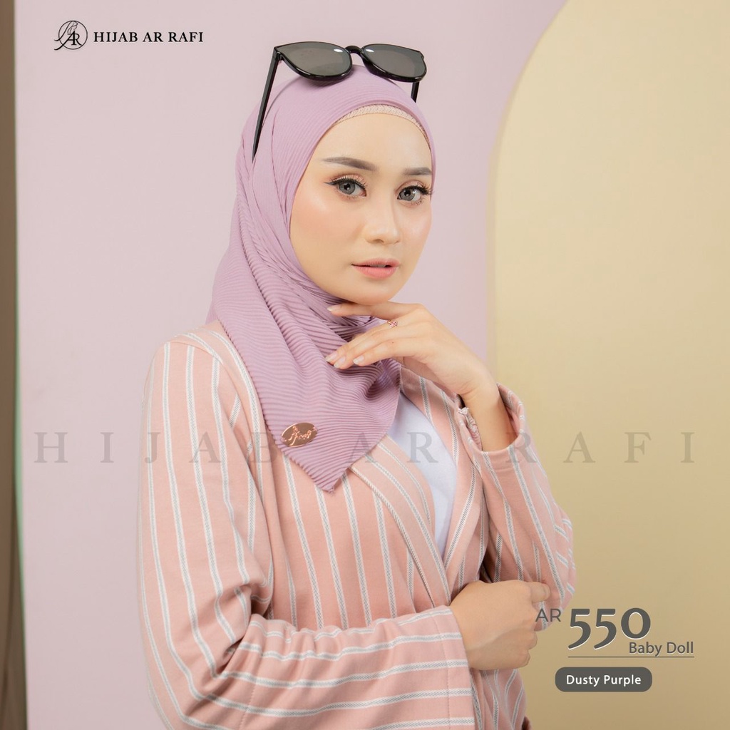 Arrafi Jilbab Original AR 550 Hijab Segiempat Bahan Babydoll Model Hijab Plisket