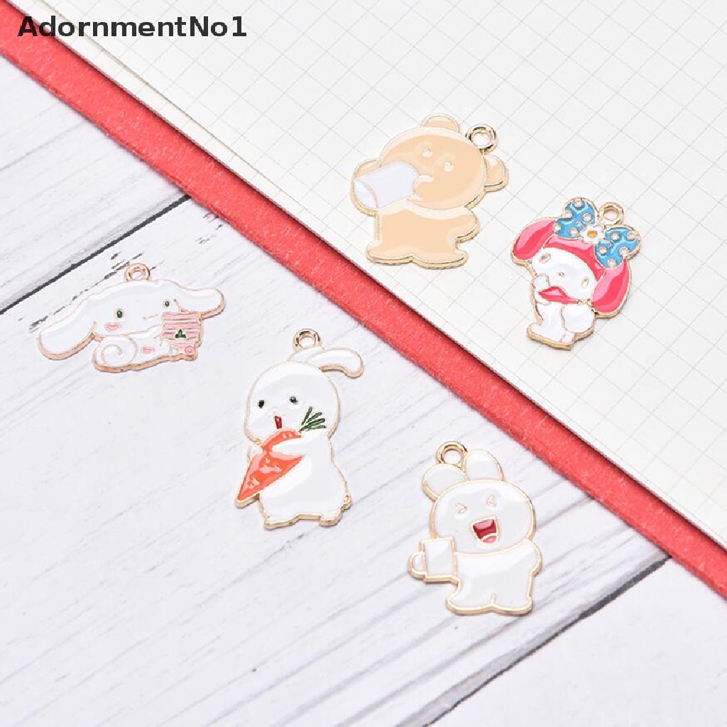 (AdornmentNo1) 10pcs / Set Liontin Enamel Motif Kartun Kelinci / Beruang Untuk Aksesoris Perhiasan DIY