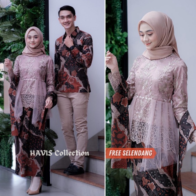 Annisa Kebaya Couple Wisuda Modern Setelan Kebaya Brokat Batik Tunangan Lamaran Kondangan Terbaru Havis Collection