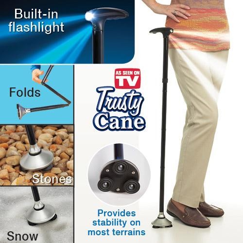 Trusty Cane Tongkat Lampu Lipat Orang Tua Multifungsi LED Portable New