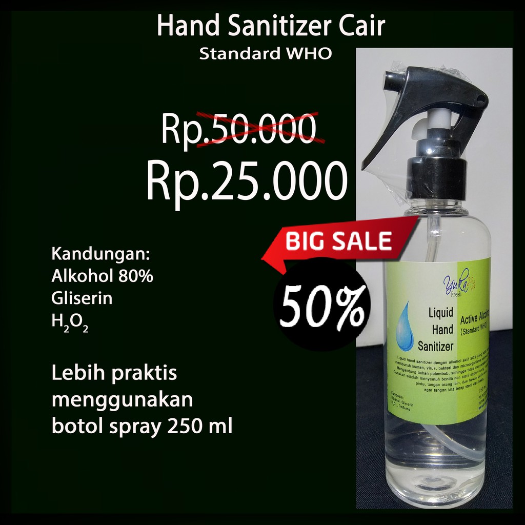 (Murah Diskon 50%) Hand Sanitizer CAIR Botol Spray 250ml Kadar 80% Yuka