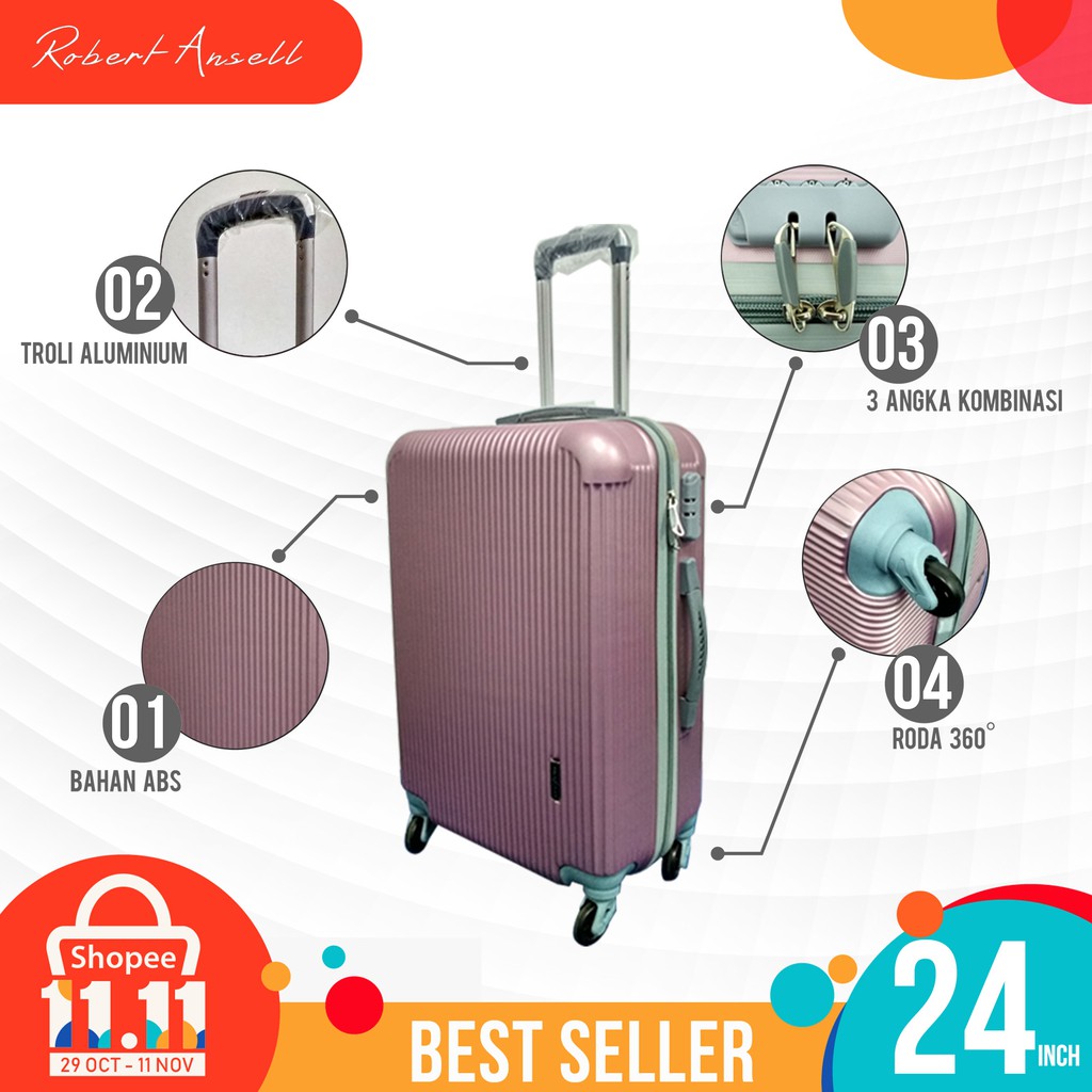 [FREE BUBBLE WRAP] Koper Travel Murah 24 Inch 4 Roda 