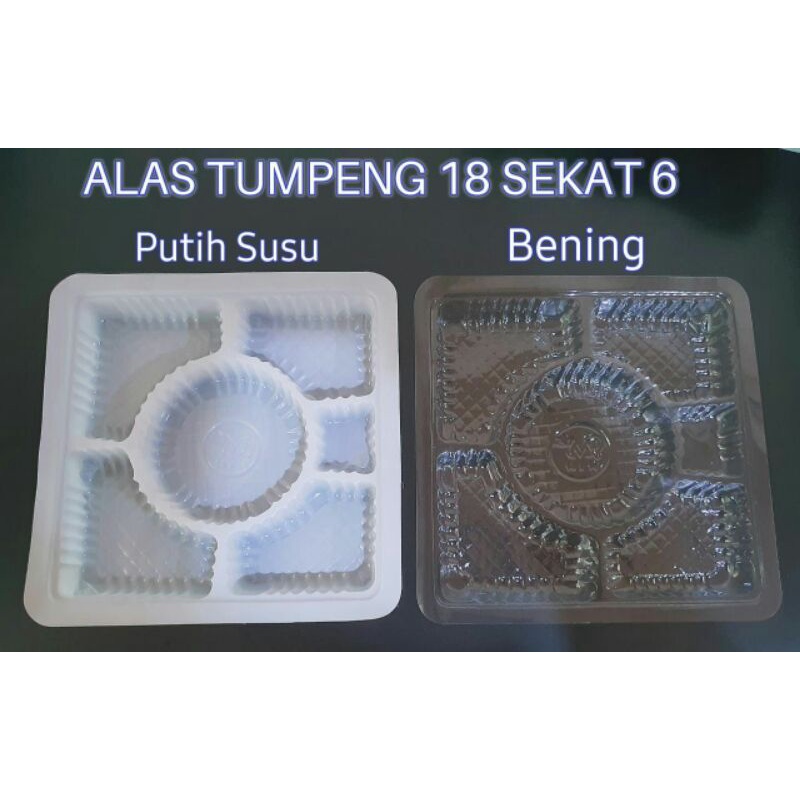 Mika alas tumpeng 18cmx18cm sekat 6wrn bening dan putih susu isi 100 pcs