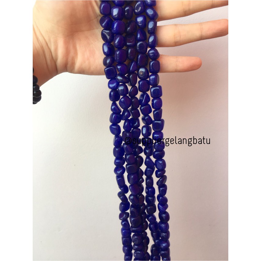 manik Batu alam blue agate biru Beads 12 x 10mm bahan gelang kalung bahan aksesoris gelang kalung