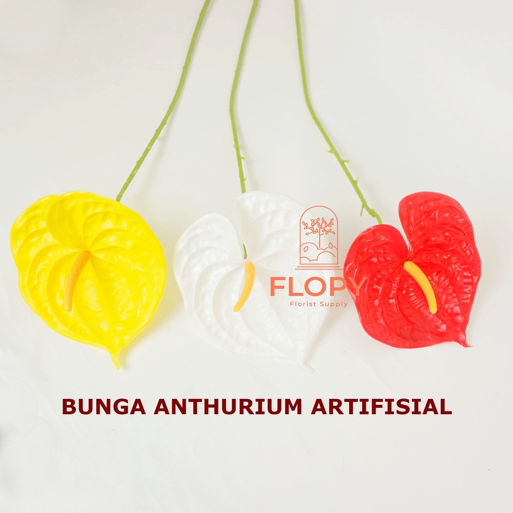 [ 1 Tangkai ] Artifisial Daun Anthurium / Daun Anthurium Palsu / Artifisial Bunga Dekorasi Palsu