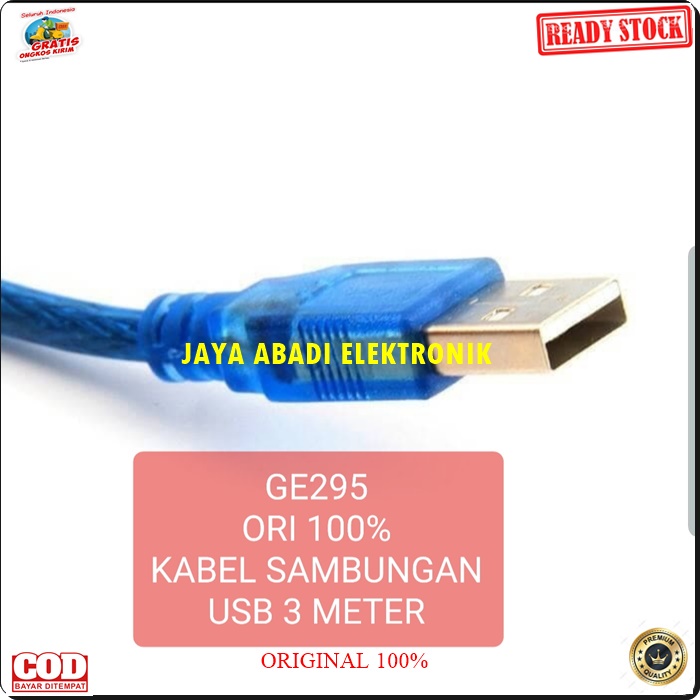 G295 ORIGINAL USB KABEL 3 METER EXTENSION SAMBUNGAN CABEL CABLE KOMPUTER LAPTOP CAS KONETOR PENYAMBUNG PERPANJANGAN MALE FEMALE G295  ORIGINAL Kabel usb sambungan 3 meter cable komputer laptop computer extension konektor splitter audio sambungan cewe cowo