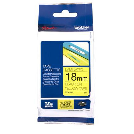 

Brother Label Tape 18Mm Tze-641 Black On Yellow Tze 641
