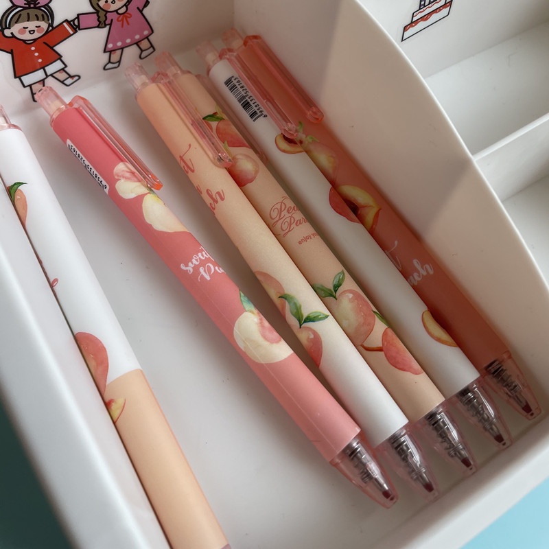 3pcs Peach Motif Gel Pens For School / Office Signature