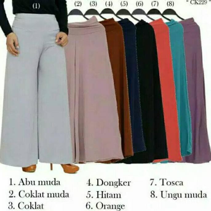 Celana panjang wanita-celana kulot jumbo bahan jersey polos