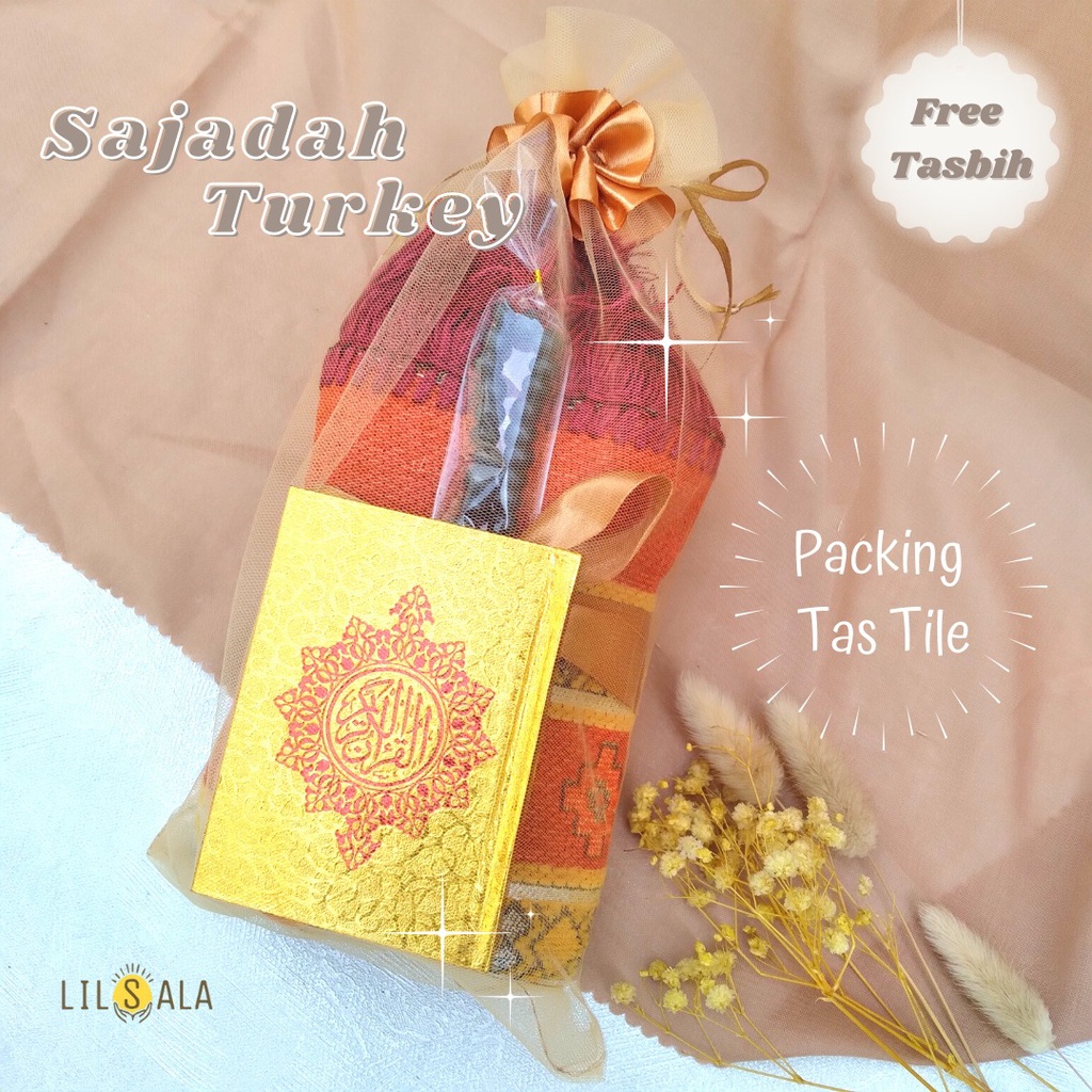 [TARMTQ] SAJADAH TURKI MIX AL QURAN SAKU FREE TASBIH KAYU PACKING TILE SERUT TAHLILAN TAHLIL AQIQAH