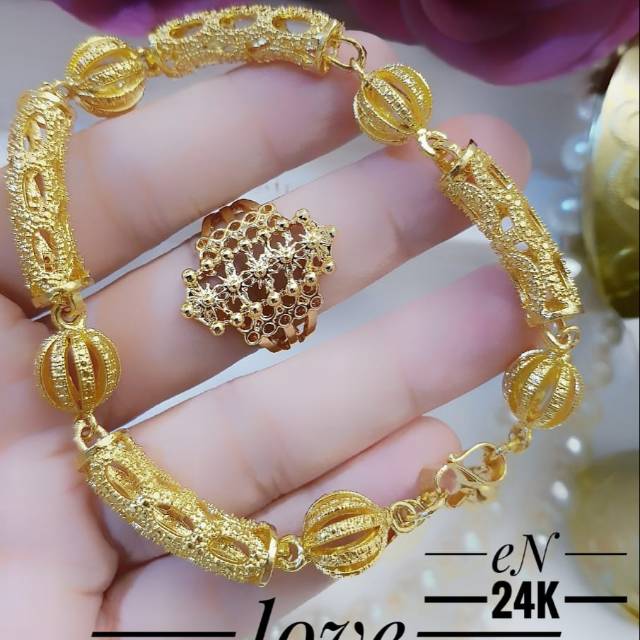 Xuping gelang dan cincin lapis emas 24k 2039i