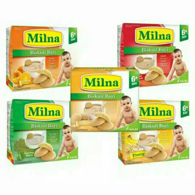 Milna Biskuit Bayi Original/Beras Merah/Kacang Hijau/Pisang/Jeruk ( PROMO PEMBELIAN RASA JERUK POTONG 5.000, exp oktober 2023 )