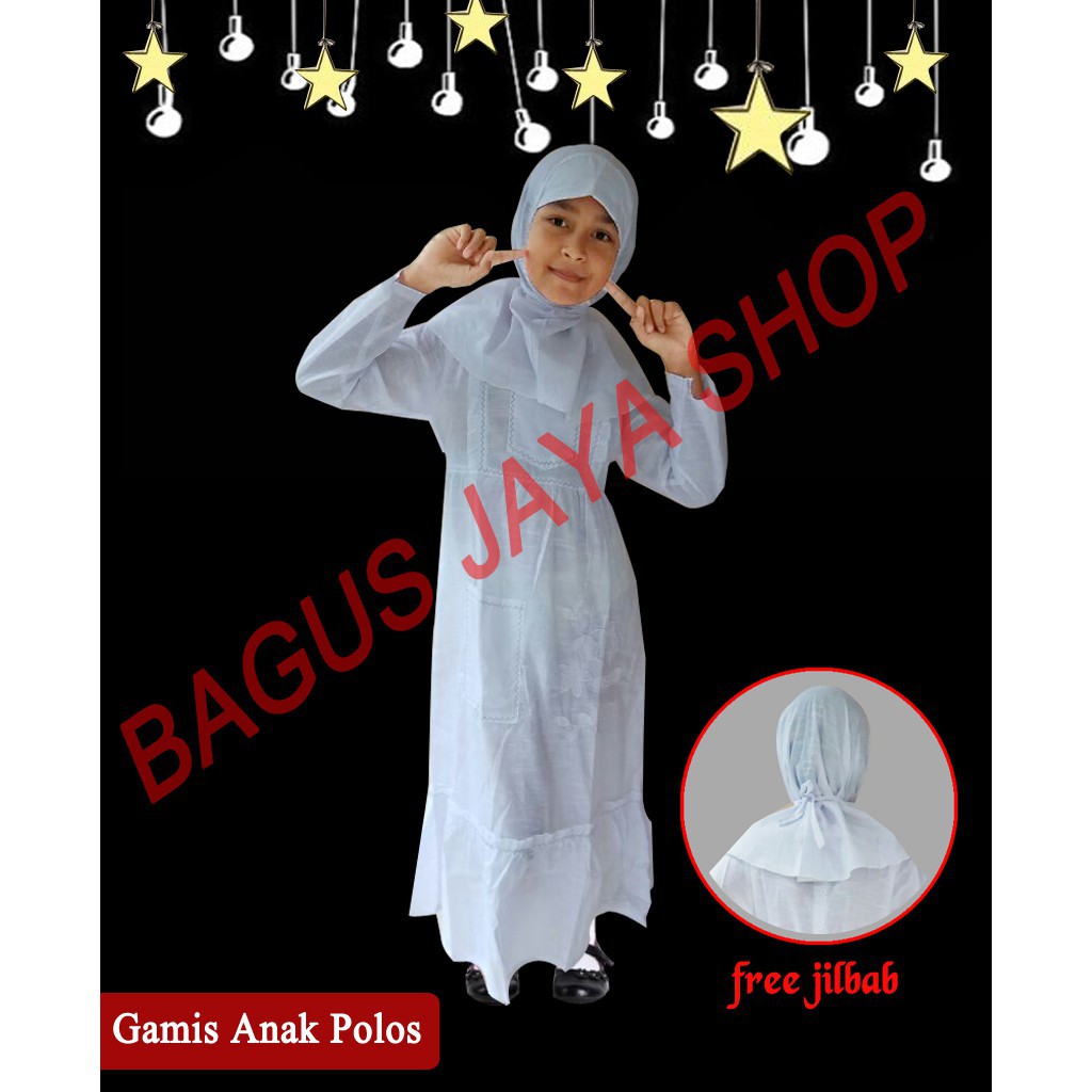 Gamis Anak Perempuan Putih Size 1-12 Tahun -ALEXAGROSIR