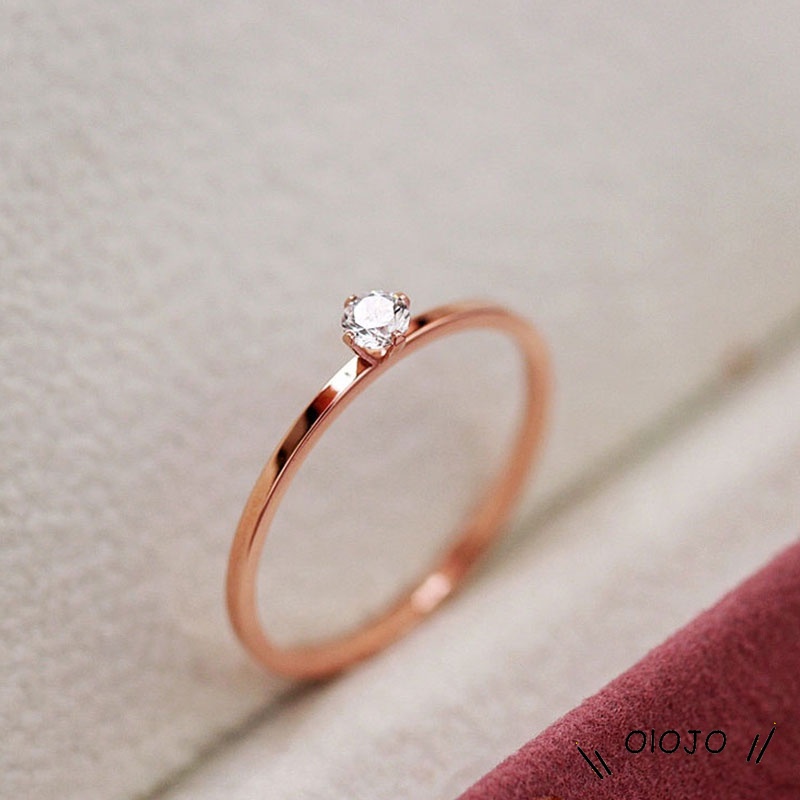 1 Pc Cincin Berlian Korea Mawar Emas Empat Cabang Baja Titanium Cincin Perhiasan Wanita - ol