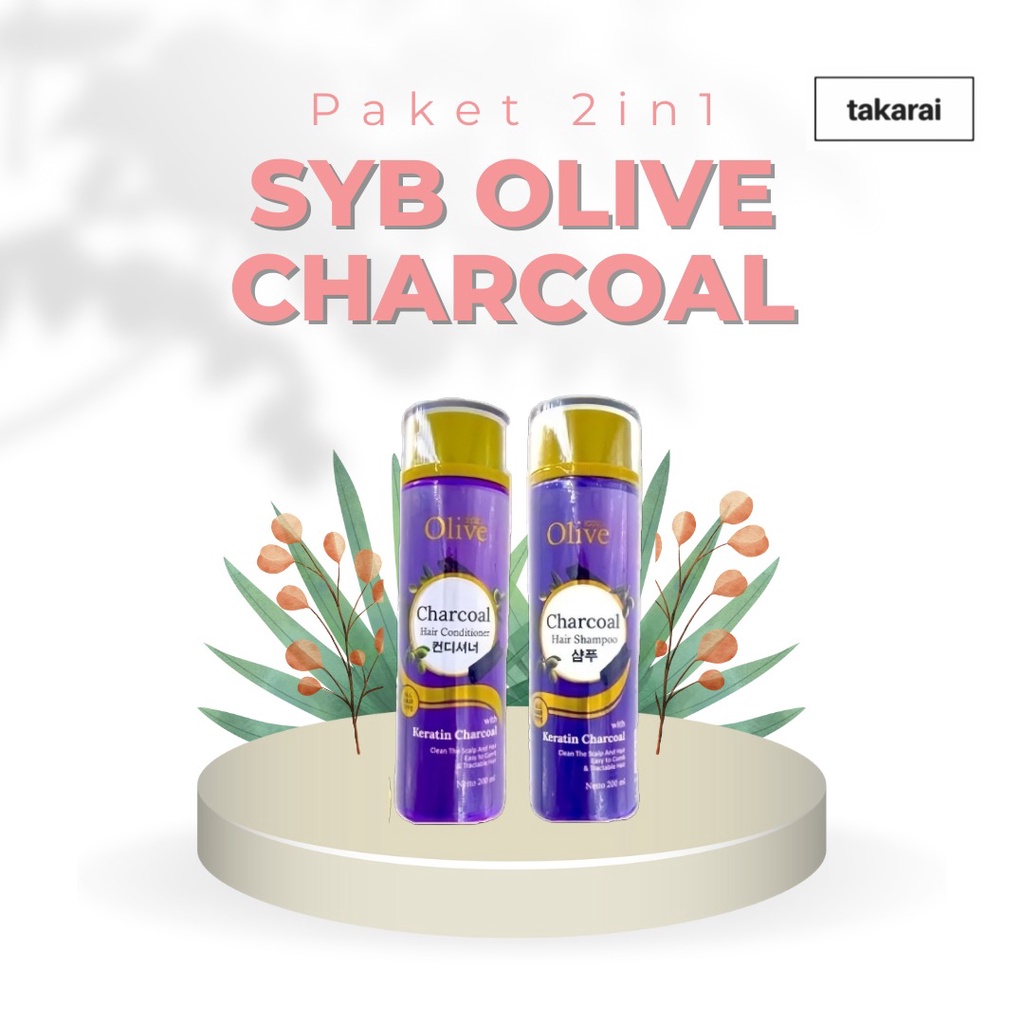 [ORI] SYB Paket 2in1 Olive Charcoal Hair Series Shampoo + Conditioner Perawatan Rambut Kusut - 200ml BPOM