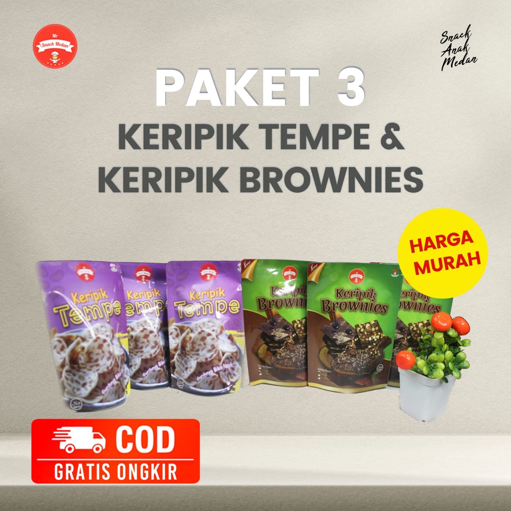 

Paket 3 Keripik Tempe Dan Keripik Brownies