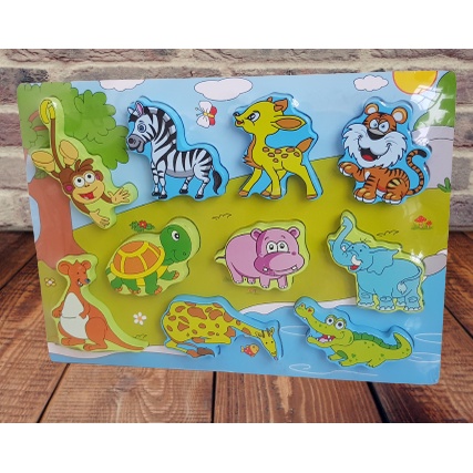 Puzzle Kayu Anak Timbul Binatang | Animal Wooden Puzzle - Hewan Laut