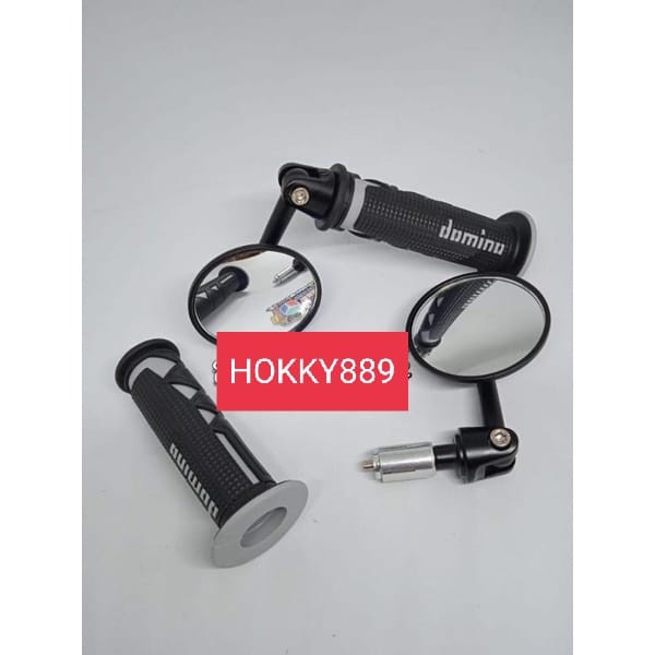 Paket Variasi Spion Jalu bulat+Handgrip Domino Shark universal beat vario mio bisa buat semua moto