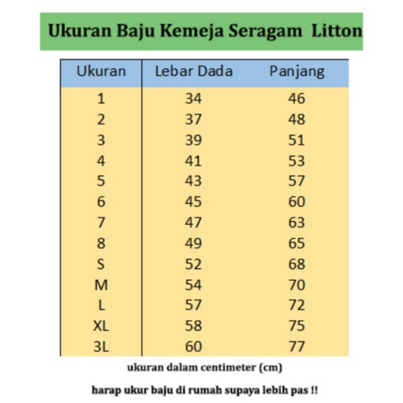 Baju seragam sekolah polos pendek  LITTON / seragam sekolah polos tanpa bed ukuran 1 - 3L