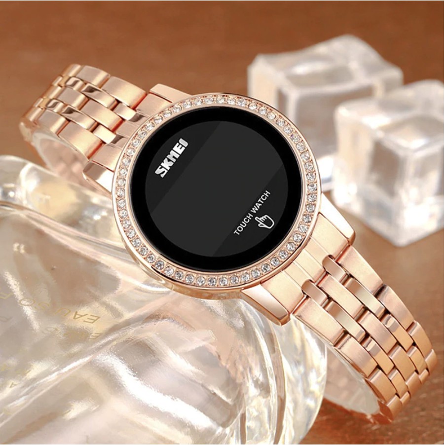 Jam Tangan Wanita SKMEI Digital 1669 Touch Screen Diamond Stainless Steel Original